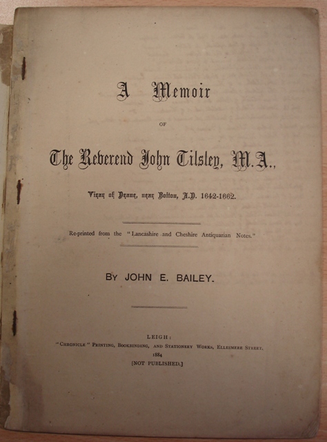 Booklet on Rev John Tilsley